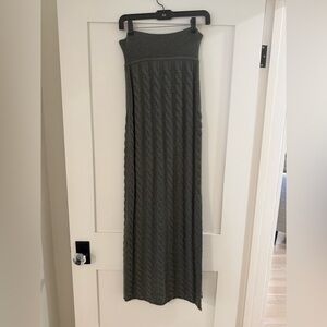 Something Navy Olive Knit Maxi Cable Knit Skirt NWT Sz M